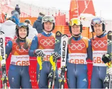  ??  ?? Memorable Charlie with team-mates at Pyeongchan­g 2018