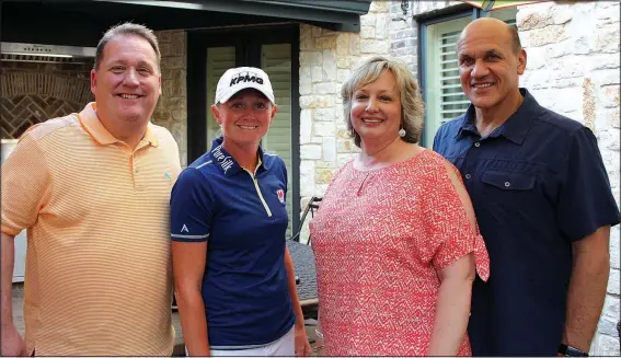  ?? NWA Democrat-Gazette/CARIN SCHOPPMEYE­R ?? (from left), Stacy Lewis, Susan Moore and Alex Perwich gather for An Evening with Stacy Lewis on June 24 at the Moores’ home in Rogers. Mike Moore