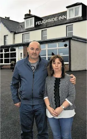  ??  ?? LEFT WITH NO CHOICE: Feughside Inn owners Donald and Catherine Callander