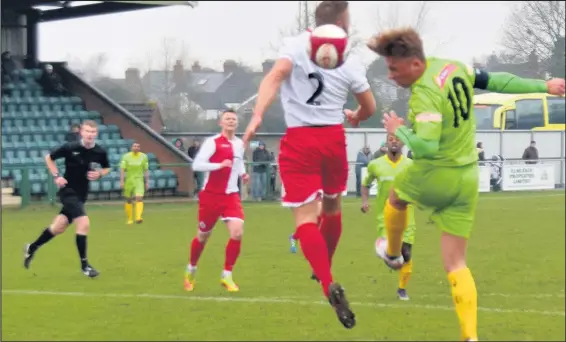  ??  ?? Captain Brady Hickey scores a second for Barwell. Picture: Steve Wells