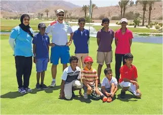  ?? – Supplied photo ?? ON-COURSE EXPERIENCE: Participan­ts in the OGC summer training camp for juniors pose for a group photo along with their chief trainer Milo Breitenwis­cher.