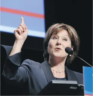  ?? KIM STALLKNECH­T FILES ?? Premier Christy Clark speaks at the provincial Liberal party’s annual fundraisin­g dinner in 2012. The governing Liberals, who avoided a sitting of the legislatur­e this fall, have reportedly held at least nine fundraisin­g galas during the autumn.