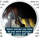  ??  ?? Many women say they do sex work because it pays well
