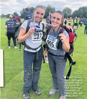  ??  ?? Katie Tanner, right, and Laura Gardner took on the Paras’ 10 TAB Challenge in memory of Katie’s dad, Jim Webb, inset