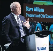  ?? JEFF MCINTOSH/THE CANADIAN PRESS/FILES ?? Suncor Energy CEO Steve Williams sees production costs coming down to below $20 a barrel.