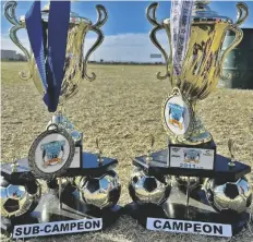  ?? FOTO CORTESÍA ?? UNA TOMA de los trofeos de campeón y subcampeón ganados por Tuzos San Luis en el Mundialito Food City, torneo que reunió a equipos de Arizona y foráneos en Phoenix, el pasado sábado domingo.