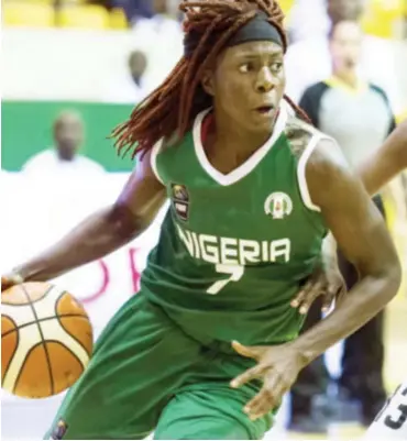  ??  ?? Sarah Ogoke of Nigeria dribbles past an opponent at the ongoing Afrobasket 2017