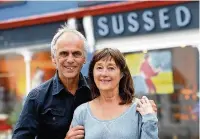  ??  ?? Margaret and Robert Minhinnick outside their shop called Sussed, in James Street, Porthcawl