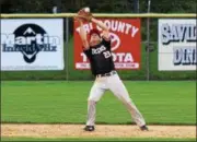  ?? AUSTIN HERTZOG - DIGITAL FIRST MEDIA ?? Boyertown’s Quinn Mason catches a fly ball at shortstop against Phoenixvil­le in the PAC final Friday at Boyertown.