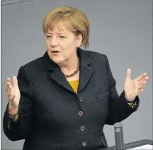  ?? Picture: AFP ?? FIRM: In the Bundestag yesterday, German Chancellor Angela Merkel said EU principles were not up for debate with UK Prime Minister David Cameron.