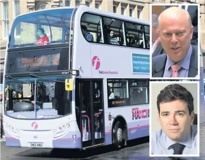  ??  ?? ●●Transport secretary Chris Grayling (top) and Greater Manchester Mayor Andy Burnham have clashed over plans to improve the region’s bus network