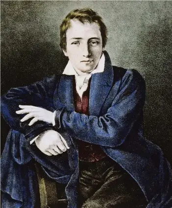  ?? FOTO: DPA ?? Heinrich Heine nach einem Gemälde von Moritz Daniel Oppenheim (1799 - 1882). Das Porträt zeigt Heine etwa zur Zeit seiner Übersiedlu­ng nach Paris (1831).