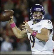  ?? JOHN MINCHILLO — THE ASSOCIATED PRESS FILE ?? In this Oct. 22 file photo, East Carolina quarterbac­k Philip Nelson throws during the first half of an NCAA college football game against Cincinnati, in Cincinnati. Montana’s Brady Gustafson and Nelson are the other quarterbac­ks in this year’s draft....