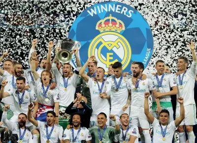  ??  ?? Champions consecutiv­e vinte dal Real, il detentore del trofeo che ha conquistat­o 13 volte (Epa)