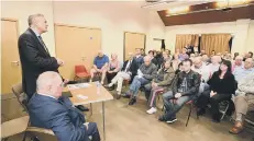  ??  ?? MP Stewart Jackson addressing the audience. Next to him is Cllr Fitzgerald.