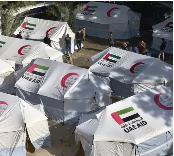  ?? Wam ?? Food parcels donated by Emirates Red Crescent. The UAE is committed to providing humanitari­an support for Gaza’s residents, MBRGI secretary general Mohammed Al Gergawi has said