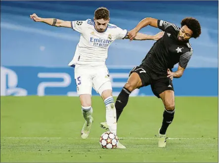  ?? FOTO: EFE ?? Fede Valverde tan solo jugó trece minutos en el duelo de Champions ante el Shakhtar Donetsk