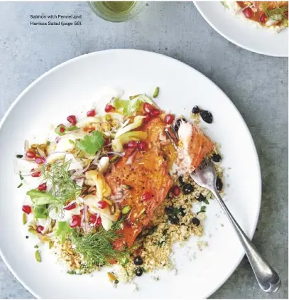  ??  ?? Salmon with Fennel and Harissa Salad (page 56). dish.co.nz