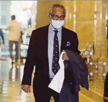 ??  ?? Datuk Seri Najib Razak’s lawyer
Tan Sri Muhammad Shafee Abdullah entering the Court of Appeal yesterday.