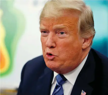  ??  ?? Prepared: President Donald Trump at a briefing on Hurricane Florence at the White House yesterday. Photo: Zach Gibson/AFP