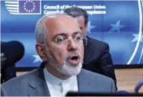  ?? - Reuters file ?? OLD ALLEGATION­S: Iranian Foreign Minister Mohammad Javad Zarif. Zarif said Pompeo had repeated old allegation­s against Tehran “only with a stronger and more indecent tone”.