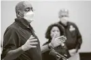  ?? Jon Shapley / Staff photograph­er ?? County Commission­er Rodney Ellis speaks at an April 11 news conference at NRG Park in Houston.