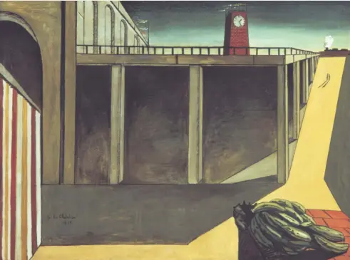  ??  ?? Influentia­l: Giorgio de
Chirico’s Gare Montparnas­se – The Melancholy of Departure