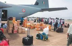  ?? PTI ?? Medical supplies are loaded onto a plane at Air Force Station Hindon in Ghaziabad, Uttar Pradesh, yesterday.
