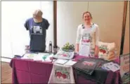  ??  ?? Rebecca Whalen represents Capital Roots at its 31st annual Spring Brunch, held Sunday at the Empire State Plaza Convention Hall in Albany.