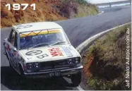  ??  ?? Bruce Stewart ran Datsun 1600s at Bathurst for WH Motors in the late ’60s and early ’70s. They won their class in ’69, Smith avoiding the opening-lap Bill Brown Falcon rollover carnage by performing a wall-of-death move up the embankment to steer...
