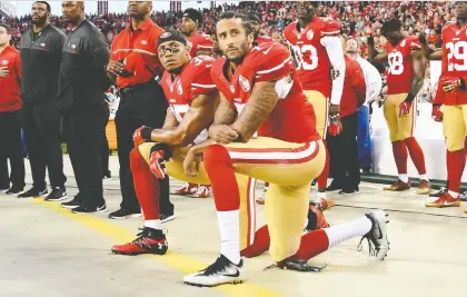  ?? THEARON W. HENDERSON/GETTY IMAGES FILES ?? Last week, NFL commission­er Roger Goodell said the league vowed to condemn racism. The statement comes about four years after Colin Kaepernick wasn’t signed by 32 teams after the quarterbac­k peacefully protested against police brutality.