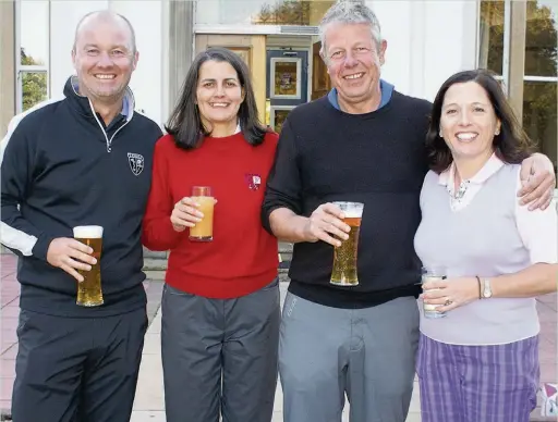  ??  ?? ●●Gary Brown, third left, celebrates his ace with Jenny Peachy, Grant Hamerton and Teresa Winrow