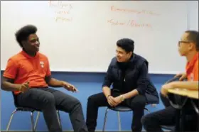  ?? BENNY SNYDER — THE ASSOCIATED PRESS ?? Students participat­e in a Youth Aware of Mental Health session at Uplift Hampton Preparator­y School in Dallas.