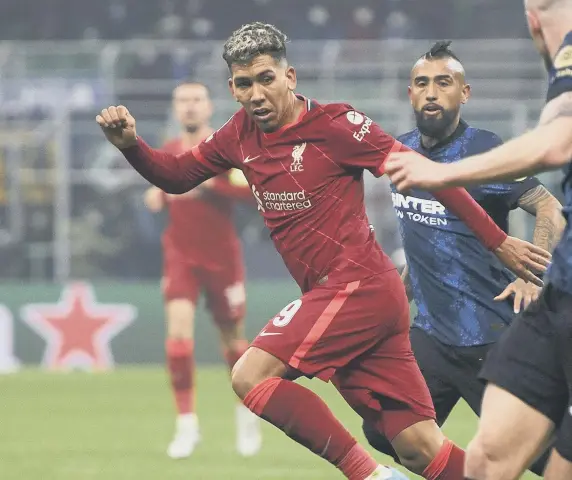  ?? ?? Roberto Firmino hasn’t played for Liverpool since netting the opening goal in the first leg against Inter