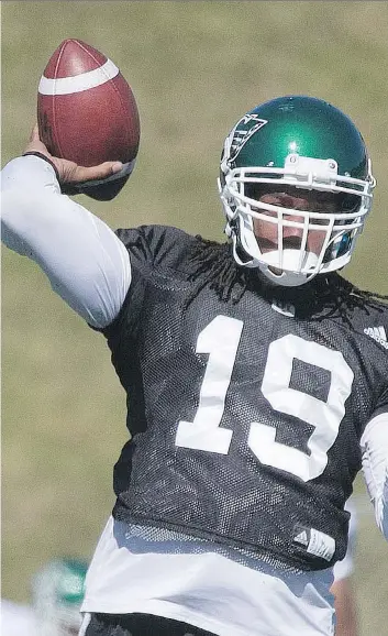  ?? GORD WALDNER ?? Quarterbac­k Phillip Sims participat­ed in his first Saskatchew­an Roughrider­s practice on Monday in Saskatoon. Sims had NFL stints with the Arizona Cardinals and Seattle Seahawks.