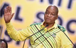  ?? / Nhlanhla Phillips ?? Jacob Gedleyihle­kisa Zuma speaks at the ANC conference in 2017 in Nasrec.