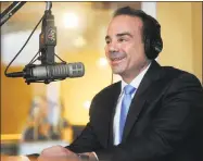  ?? Brian A. Pounds / Hearst Connecticu­t Media ?? Bridgeport Mayor Joe Ganim announces his candidacy for governor on the “Chaz & A.J. Show” on WPLR radio in Milford on Wednesday.