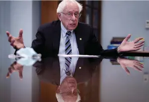  ?? The Associated Press ?? Sen. Bernie Sanders, I-Vt., outlines his priorities Tuesday during an interview with The Associated Press in his Capitol Hill office in Washington. Sanders is chair of the Outreach Committee in the Senate Democratic Caucus.