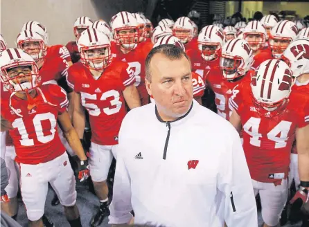  ??  ?? Bret Bielema coached Wisconsin to three consecutiv­e Big Ten titles from 2010-12.