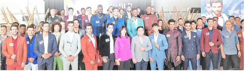  ??  ?? THE candidates of Mr. World 2019 during the press presentati­on held at Novotel Araneta Center last 8 August.
