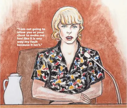  ?? JEFF KANDYBA, AP ?? Swift testified that David Mueller groped her during a meet-andgreet four years ago.