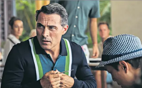  ??  ?? Going downhill fast: Rufus Sewell plays a doctor who succumbs to speedy dementia in M Night Shyamalan’s film about a beach that causes everyone on it to rapidly age