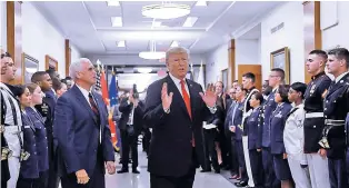  ?? PABLO MARTINEZ MONSIVAIS/THE ASSOCIATED PRESS FILE PHOTO ?? President Donald Trump on July 20 at the Pentagon. A plan by the Trump administra­tion aims to make nuclear conflict less likely; however, critics disagree, saying it will do the opposite.