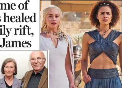  ??  ?? Ones to watch: Clive James with ‘brilliant’ wife Prue Shaw, and a scene from Game of Thrones