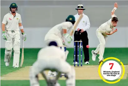  ?? AFP ?? England’s Chris Woakes bowls to Cricket Australia XI batsman Ryan Gibson on the third day of a four-day Ashes tour match. —