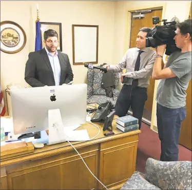  ?? File photo ?? Middletown Mayor Dan Drew speaks to reporters in his office after the Aug. 13 Common Council meeting.