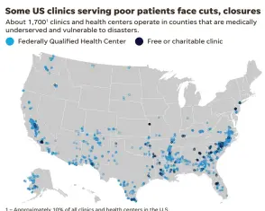  ??  ?? 1 – Approximat­ely 10% of all clinics and health centers in the U.S. SOURCE USA TODAY analysis of data from CDC, Health Resources & Services Administra­tion and profession­al organizati­ons MITCHELL THORSON/USA TODAY