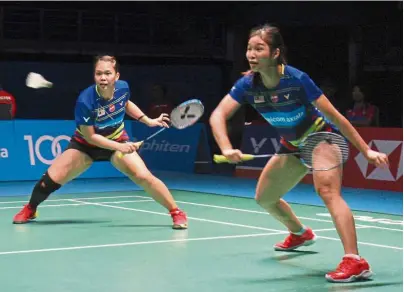  ??  ?? Time to step up: Chow Mei Kuan (right) and Lee Meng Yean know that they have to start delivering at the Denmark Open if they harbour hopes of qualifying for next year’s Tokyo Olympics.