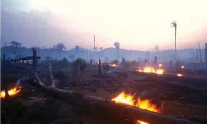  ??  ?? ‘Jair Bolsonaro’s government has transforme­d Brazil into an environmen­tal pariah, the world’s greatest destroyer of tropical forests.’ Photograph: Brasil2/Getty Images