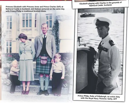  ?? ?? Prince Philip, Duke of Edinburgh, on active duty with the Royal Navy. Pictures: Getty, AFP